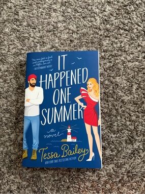 It Happened One Summer by Tessa Bailey - Blue Cover Romance Novel